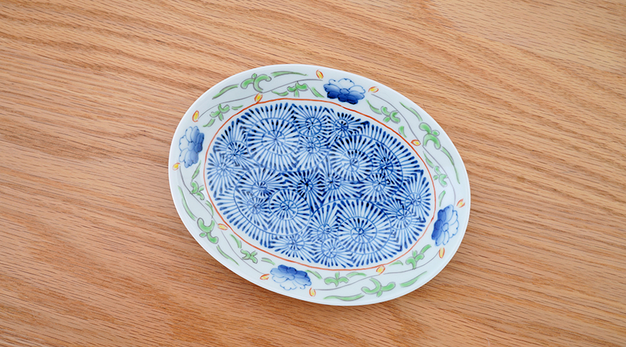 染錦渕唐草蛸唐草楕円皿［そうた窯］│スイーツはもちろん、普段のお