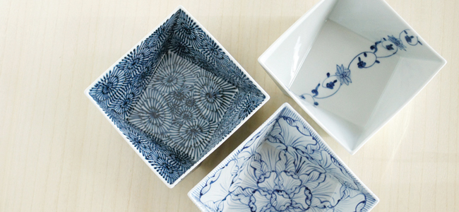 有田焼 そうた窯 「たこ唐草角捻り鉢」 シャープでおしゃれな「から草