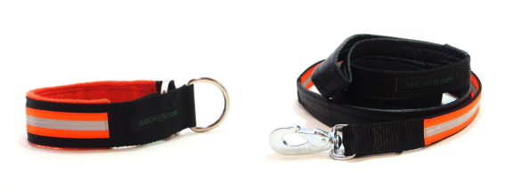 犬の首輪、リード｜AMOKEN リフレクティブハーフチョーク＆リード