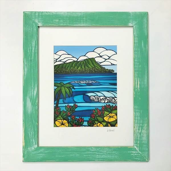 Greenroom Gallery サーフ ハワイアンアート 木製フレーム Greenroom