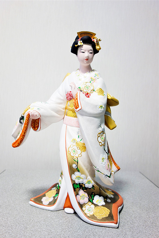 小副川祐二 余韻 箱付き 全長 約 購入 43 cm 博多人形 楽器 人形 12月