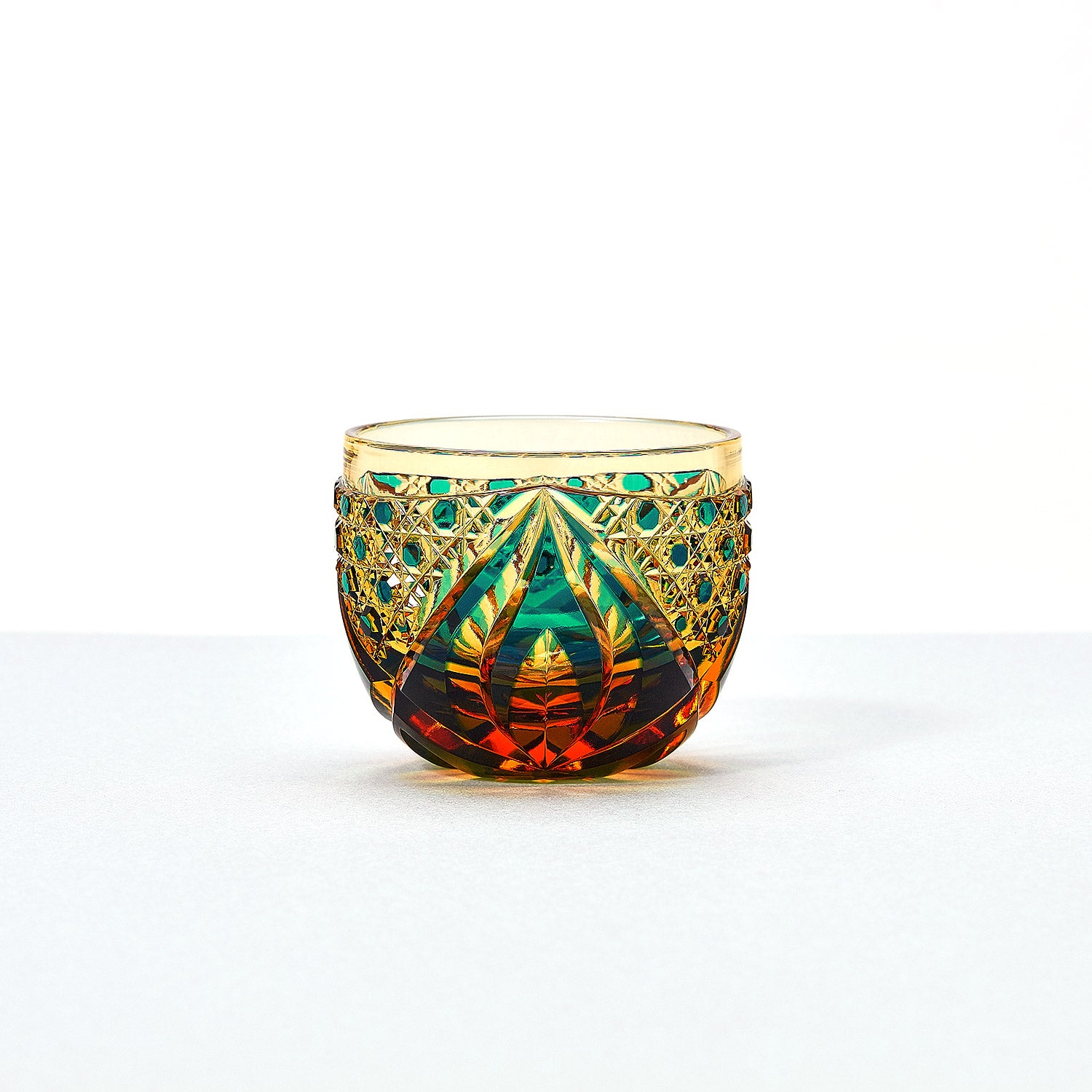 須賀保仲 織部 隅切四方 ぐい呑み 須賀保仲 織部 隅切四方