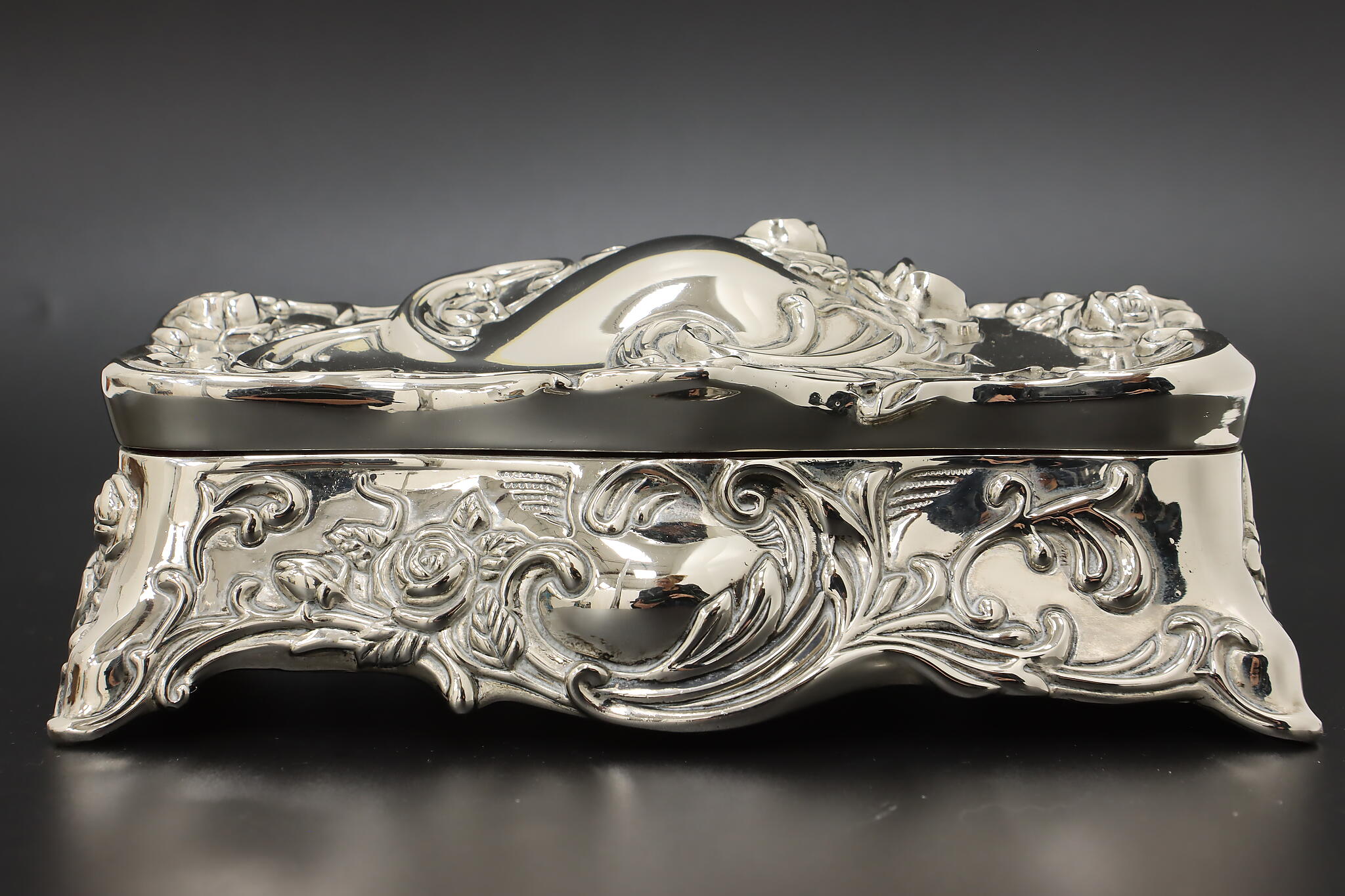 Victorian Design Vintage Silverplate Jewelry Box, Godinger