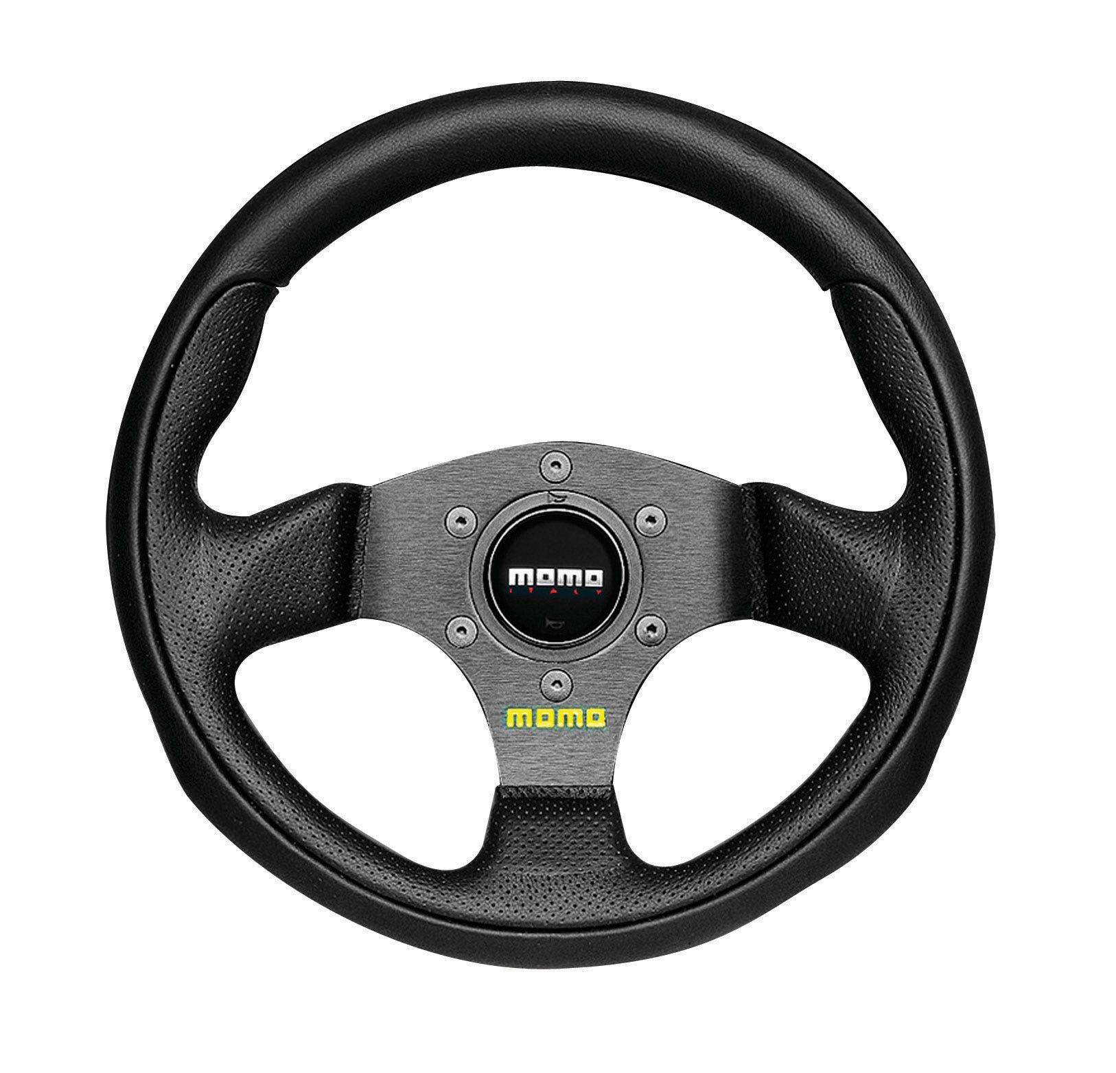 Momo Team Steering Wheel, Black Leather with Black Centre 280mm