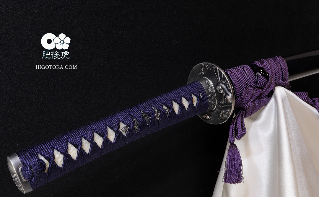 紫緒】 居合刀 透かし鍔 肥後柄 模造刀 大刀 模擬刀 武具 拵え 日本