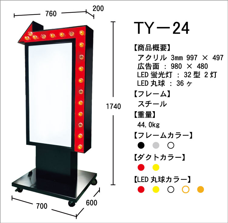電飾看板 業務用 自立看板 スタンド 両面 蛍光灯 キャスター付き