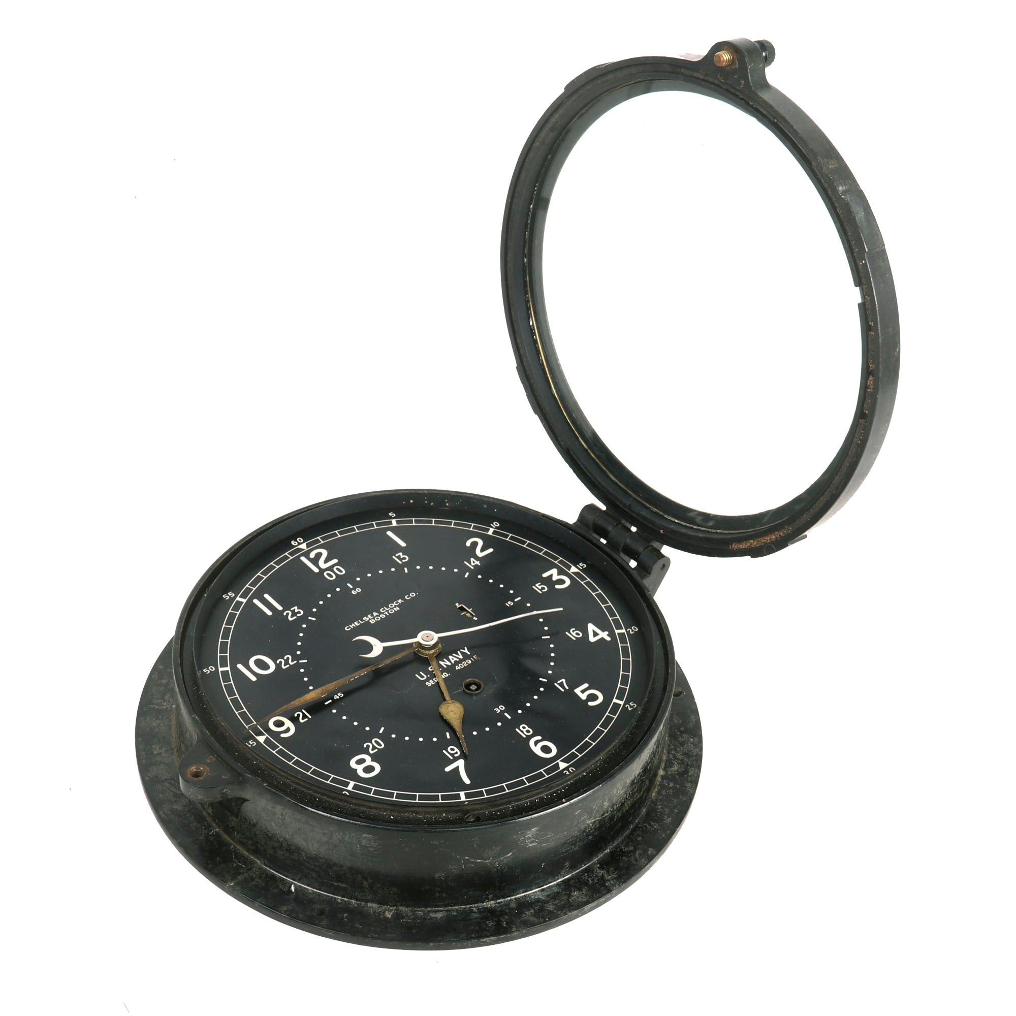 Original U.S. WWII US Navy 24 Hour Ship's Clock by the Chelsea