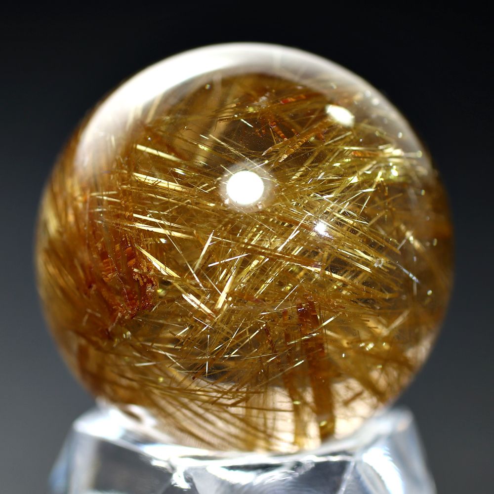 超絶綺麗✨63mm ゴールドルチルクォーツ丸玉スフィア金針水晶