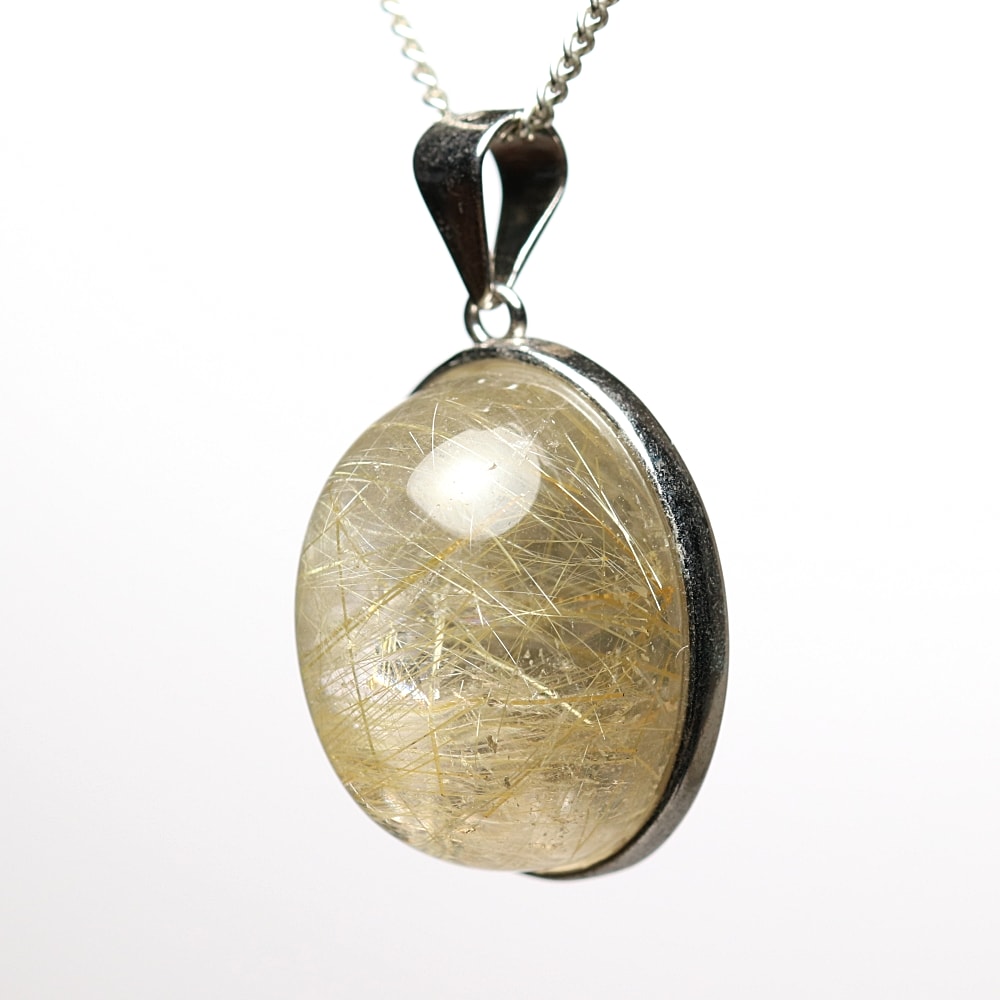 ゴールドルチルクォーツペンダントトップ（シルバー925・オーバル