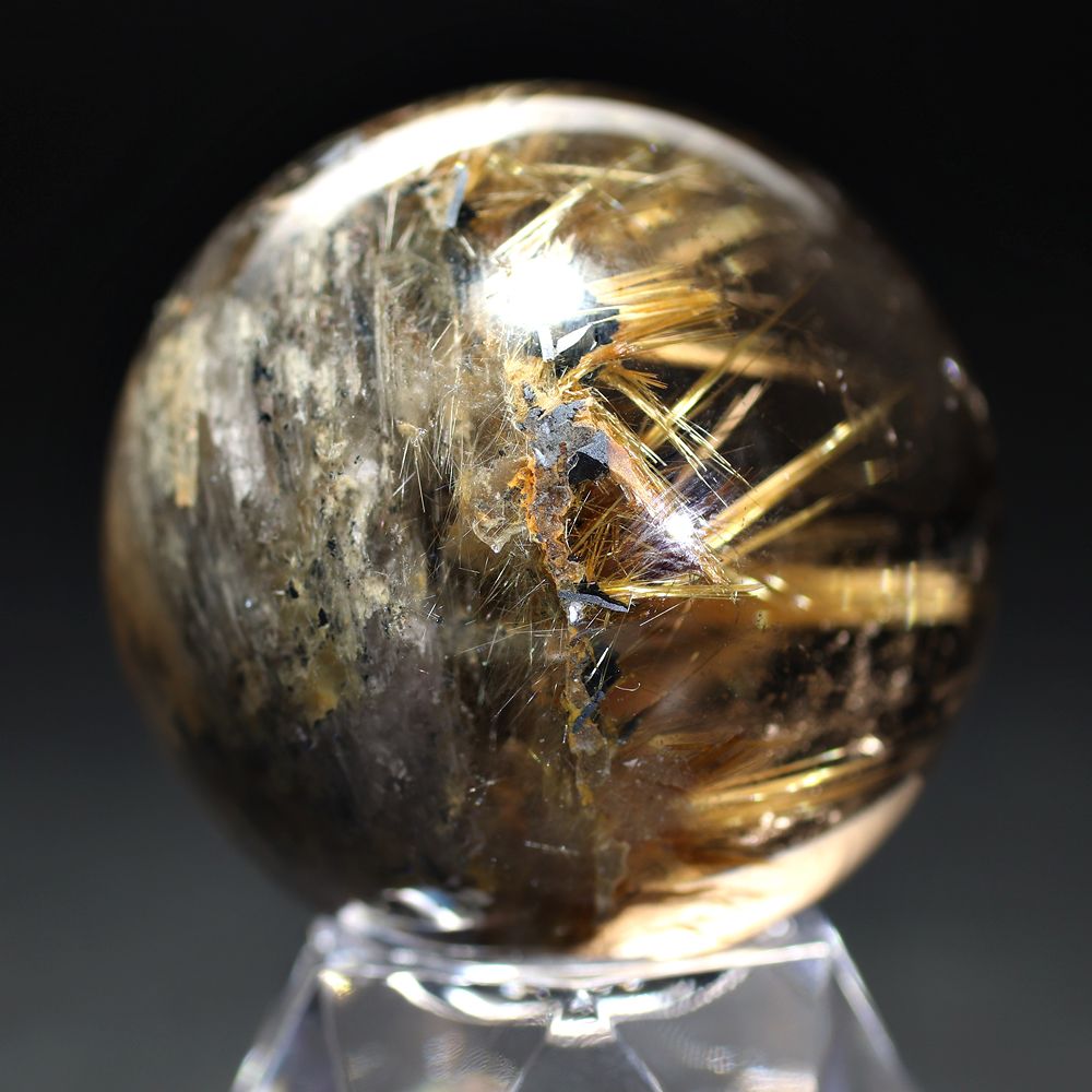 太陽放射タイチンルチルクォーツ 10mm玉 ブラジル産ルチル 金運 開運