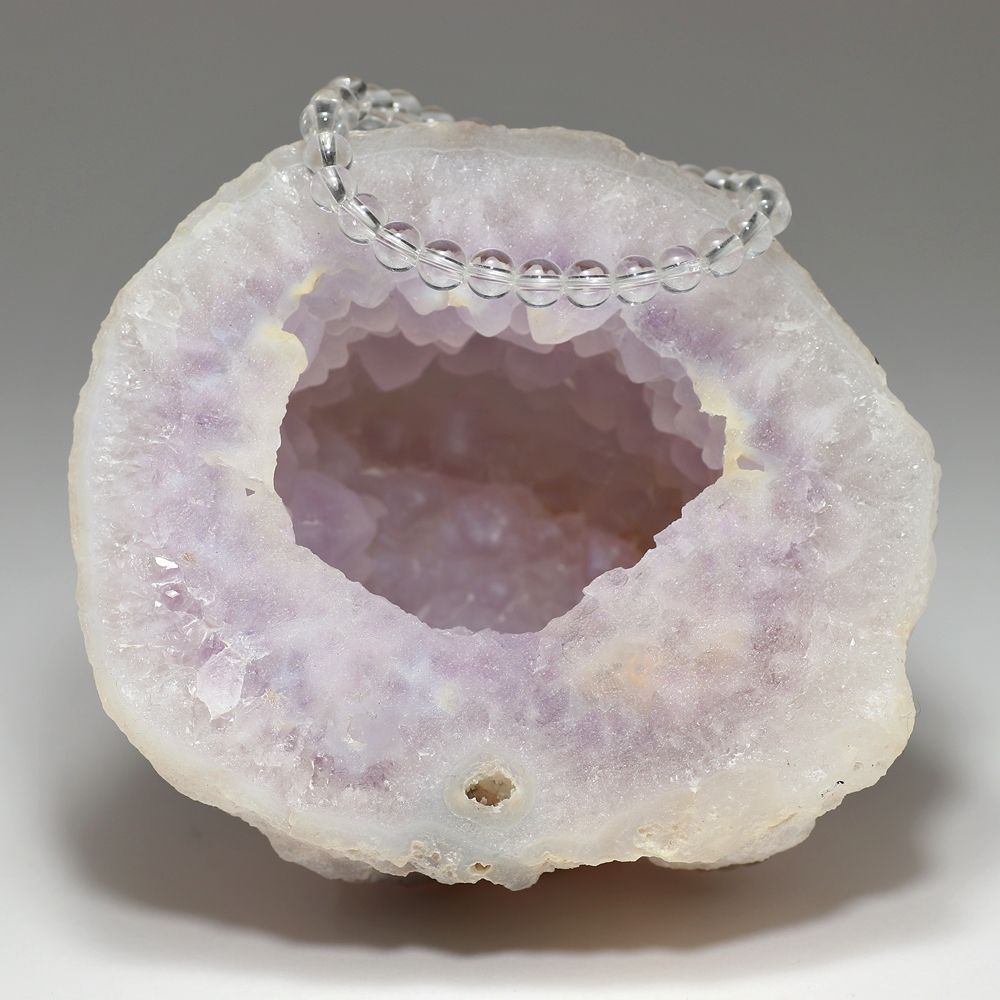 インド/カルール産]アメジストクラスター/ジオードタイプ原石（淡い