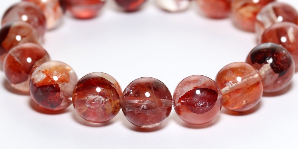 高品質]ライモナイトインクォーツブレスレット（約12mm玉） - 埼玉県