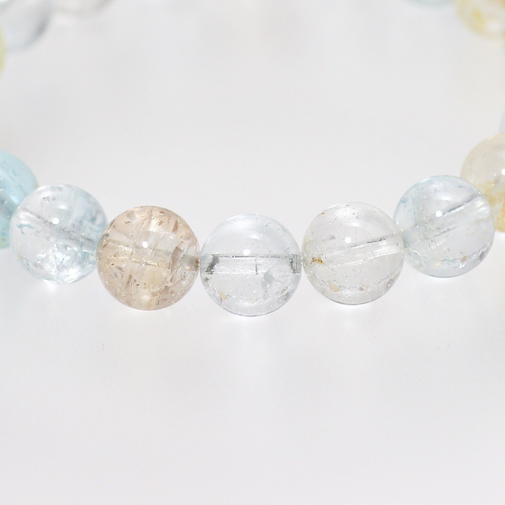 高品質++]ナチュラルトパーズブレスレット（約9.5mm/非加熱ミックス
