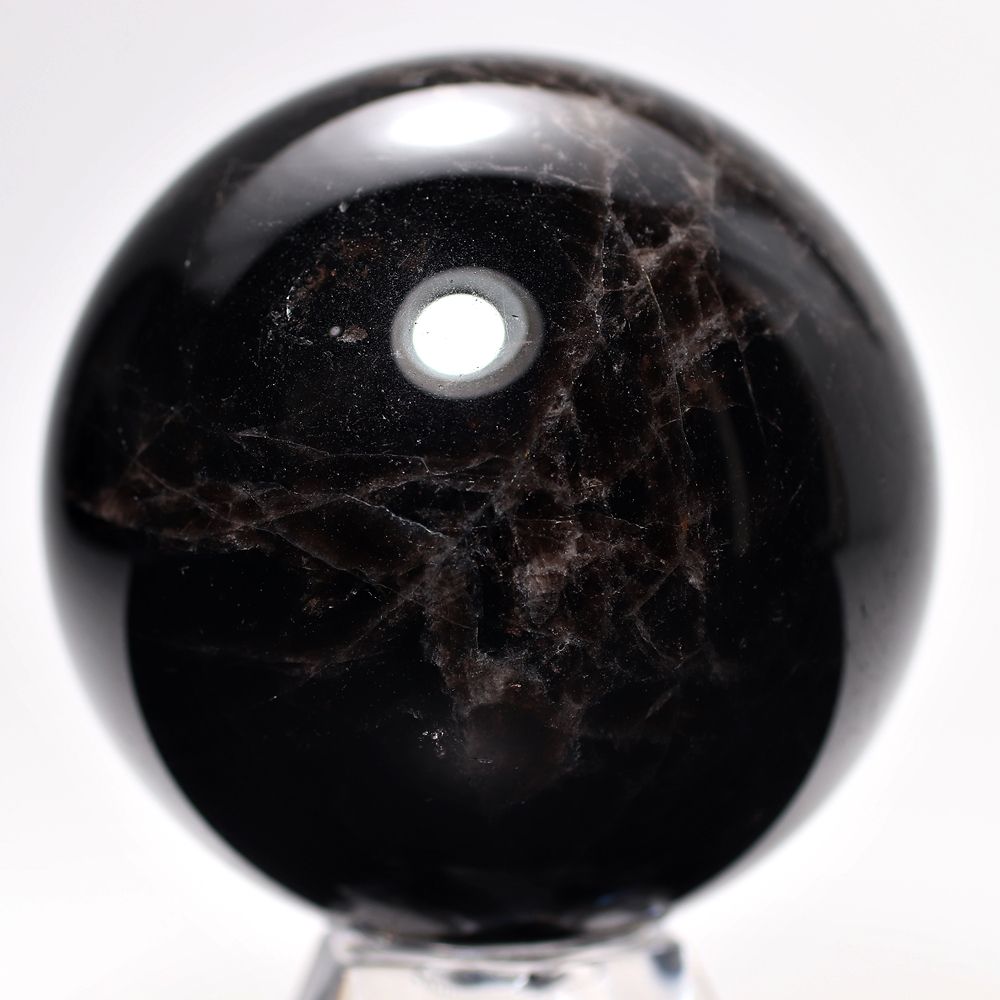 山東省産]モリオン丸玉/天然黒水晶スフィア（直径55.2mm） - 埼玉県