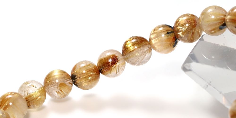 金運強 太陽放射ルチルブレスレット ヘマタイト ルチルクォーツ 2-6