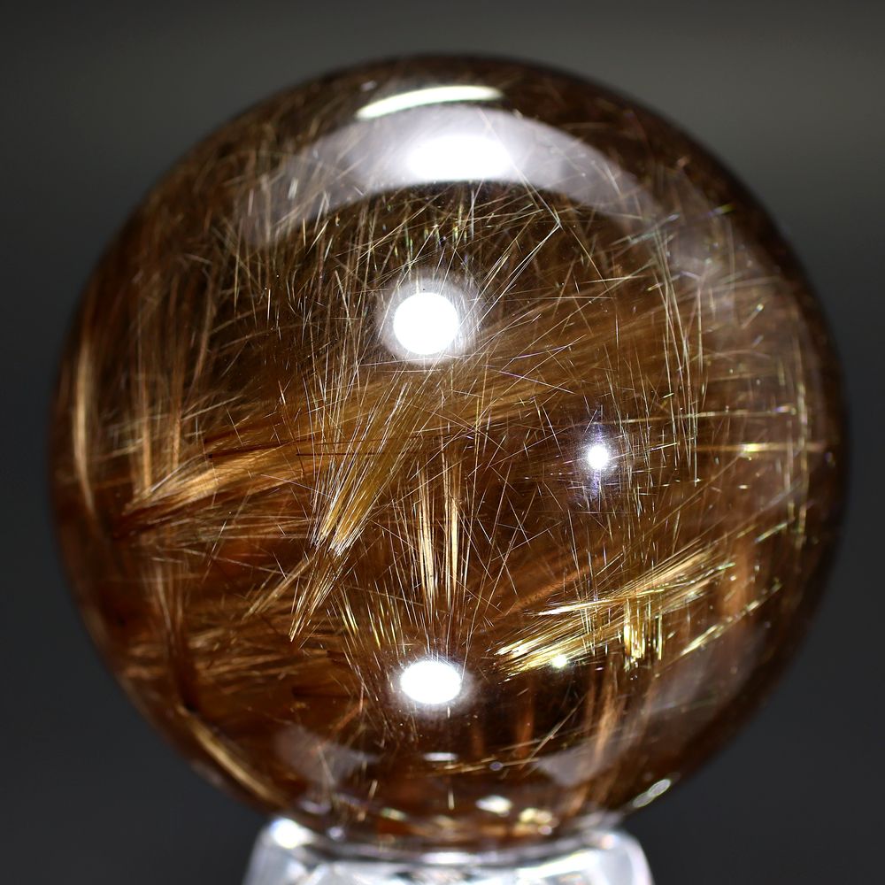 高品質]ブラジル産ゴールドルチルクォーツ丸玉/スフィア（球体直径51.5