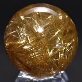 高品質++]ブラジル産タイチンルチルクォーツ丸玉/スフィア（球体直径