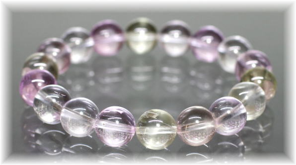 最高品質]ミックスクンツァイトブレスレット/クリア（約11mm玉