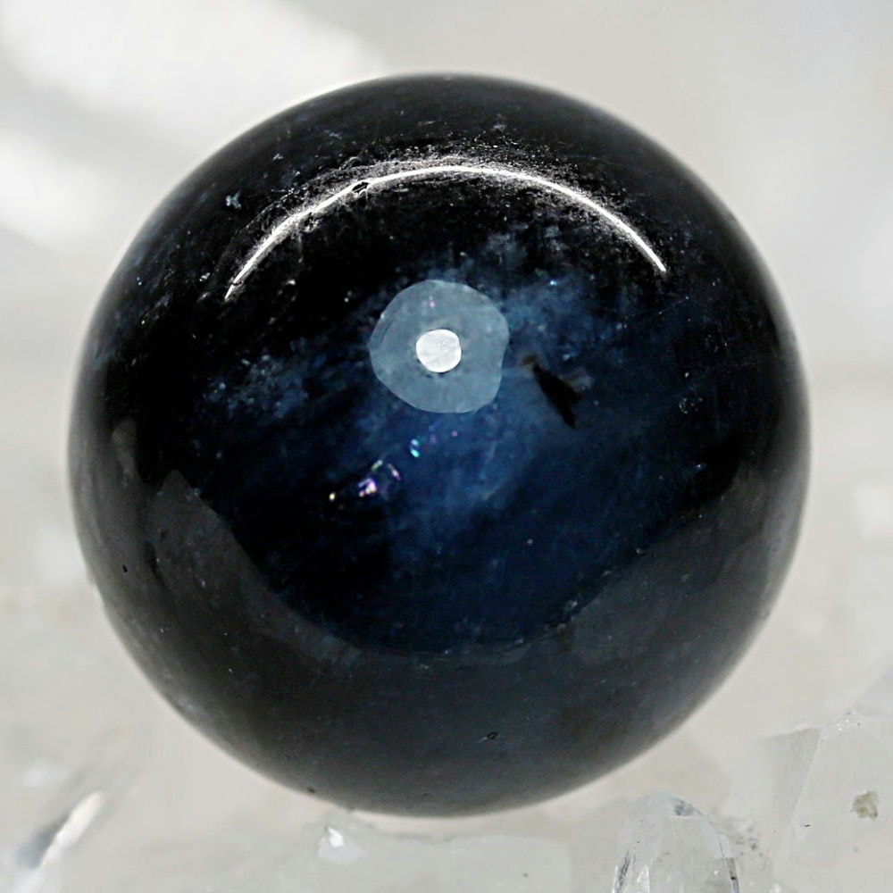 ブラジル産]天然ブラックスターアクアマリン丸玉/スフィア（球体直径
