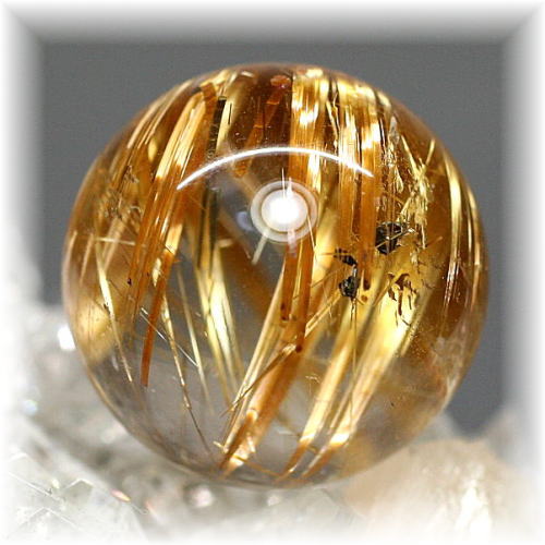 超絶綺麗 52mm ゴールドルチルクォーツ 丸玉 スフィア 金針水晶 超絶