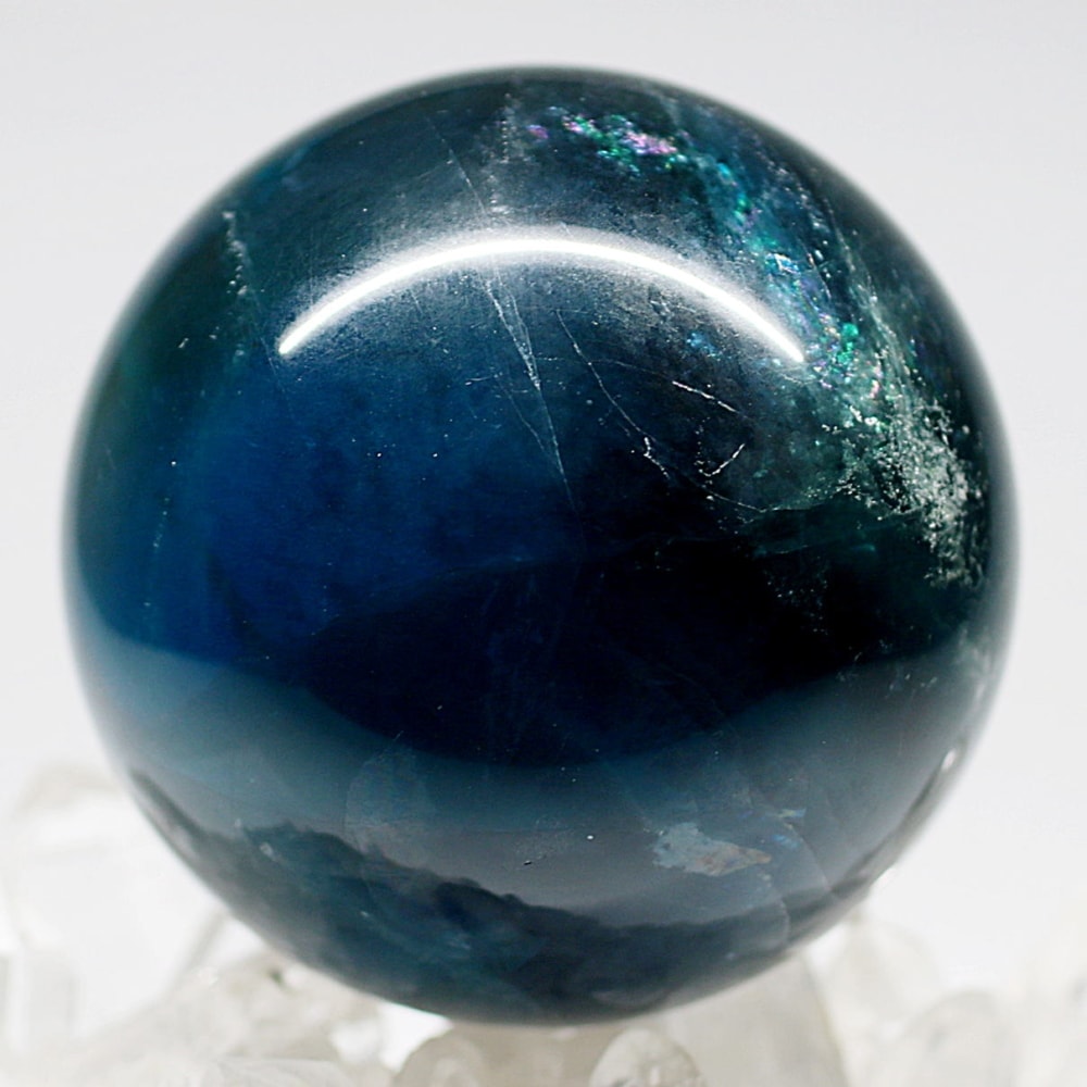 高品質]ディープブルーフローライト丸玉/スフィア（直径70.4mm