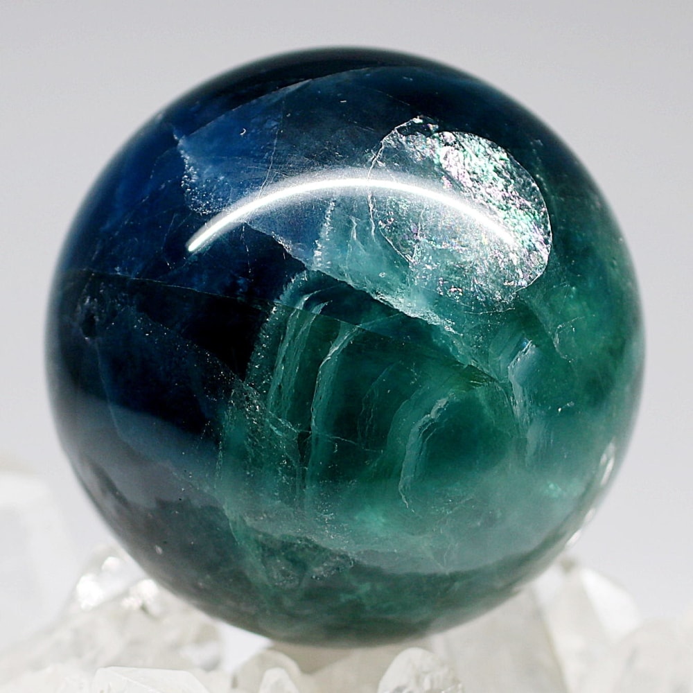 高品質]ディープブルーフローライト丸玉/スフィア（直径59.5mm
