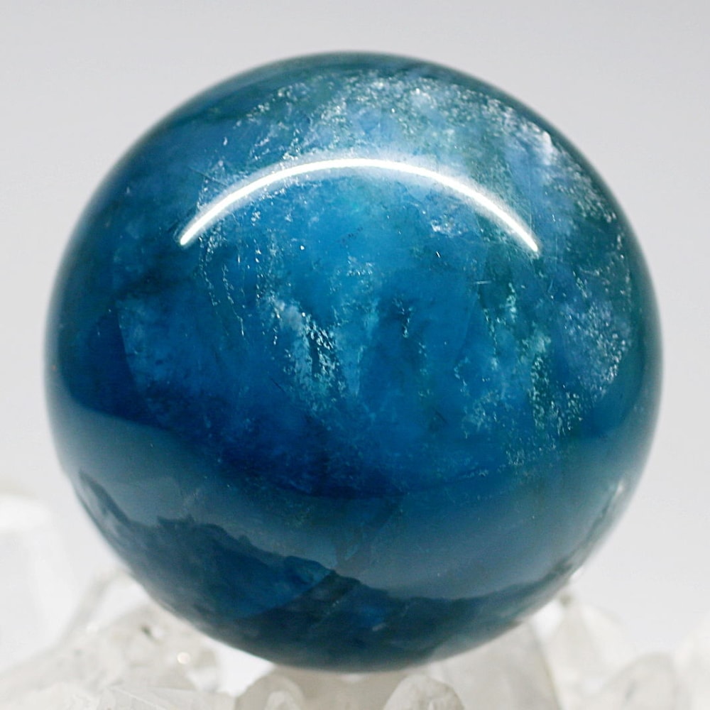 高品質]ディープブルーフローライト丸玉/スフィア（直径61.8mm