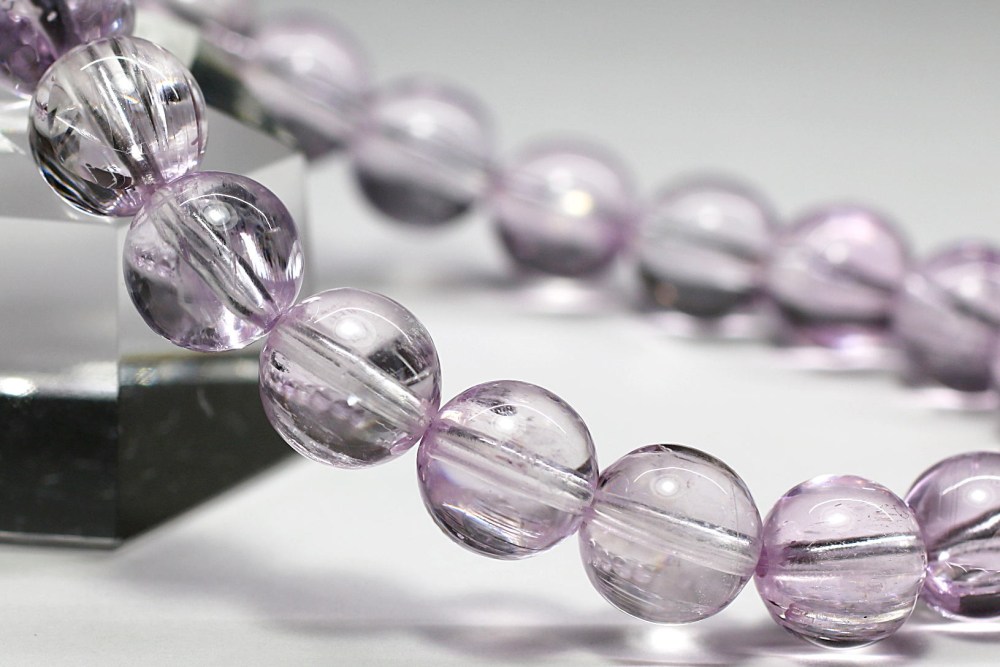 最高品質]クンツァイトブレスレット（約9.5mm玉） - 埼玉県吉川市の