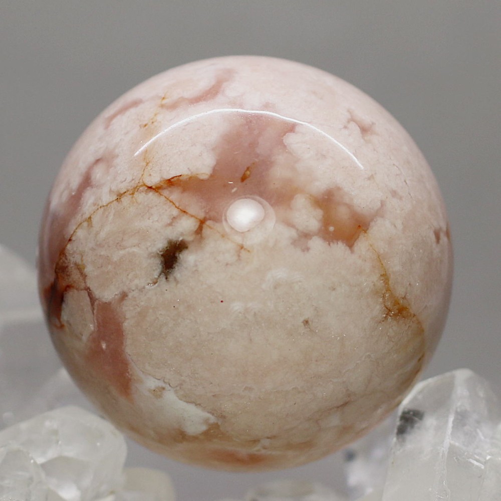 マダガスカル産]桜アゲート丸玉/桜瑪瑙スフィア（直径約36.2mm