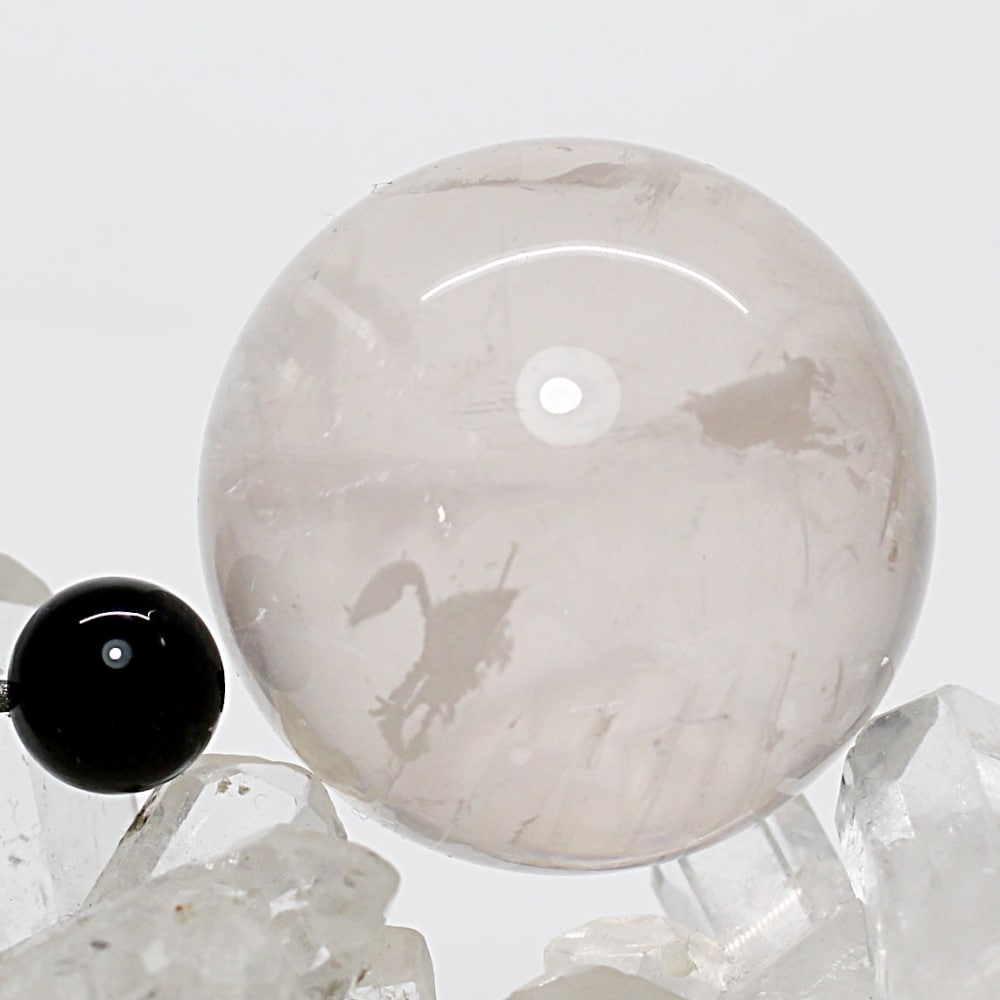 高品質]セリサイトインスターローズクォーツ丸玉/淡いピンクローズ