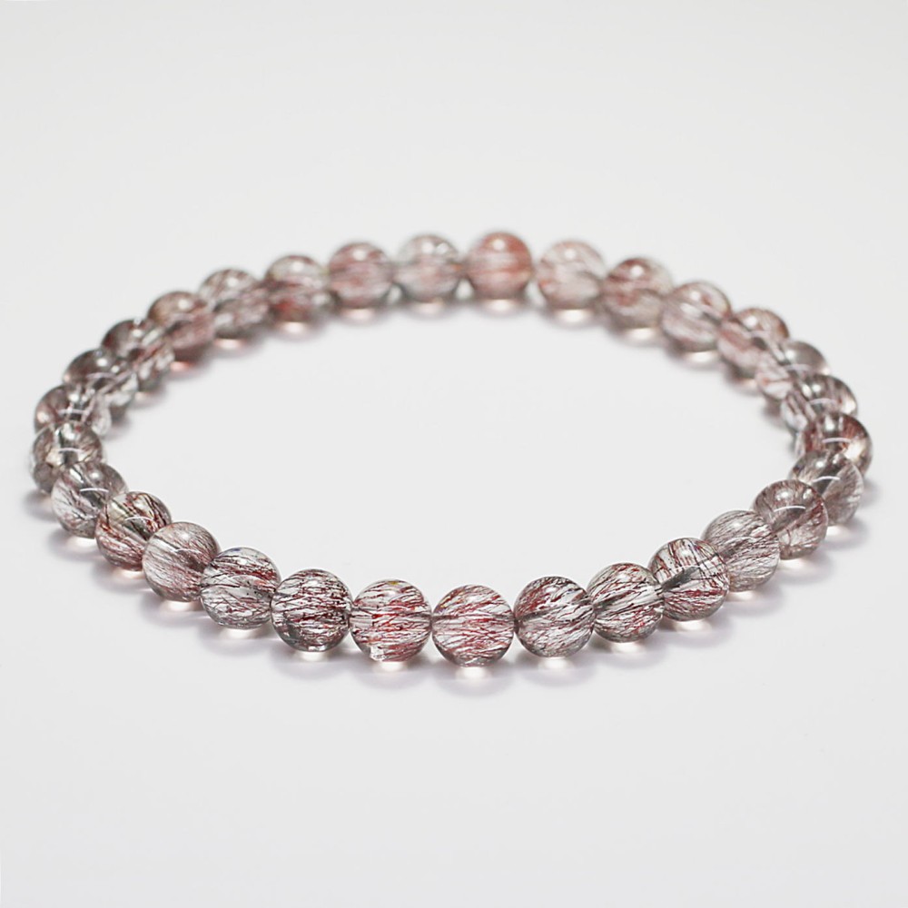 高品質++]スーパーセブンブレスレット/レッド系（約6mm玉・レピドクロ