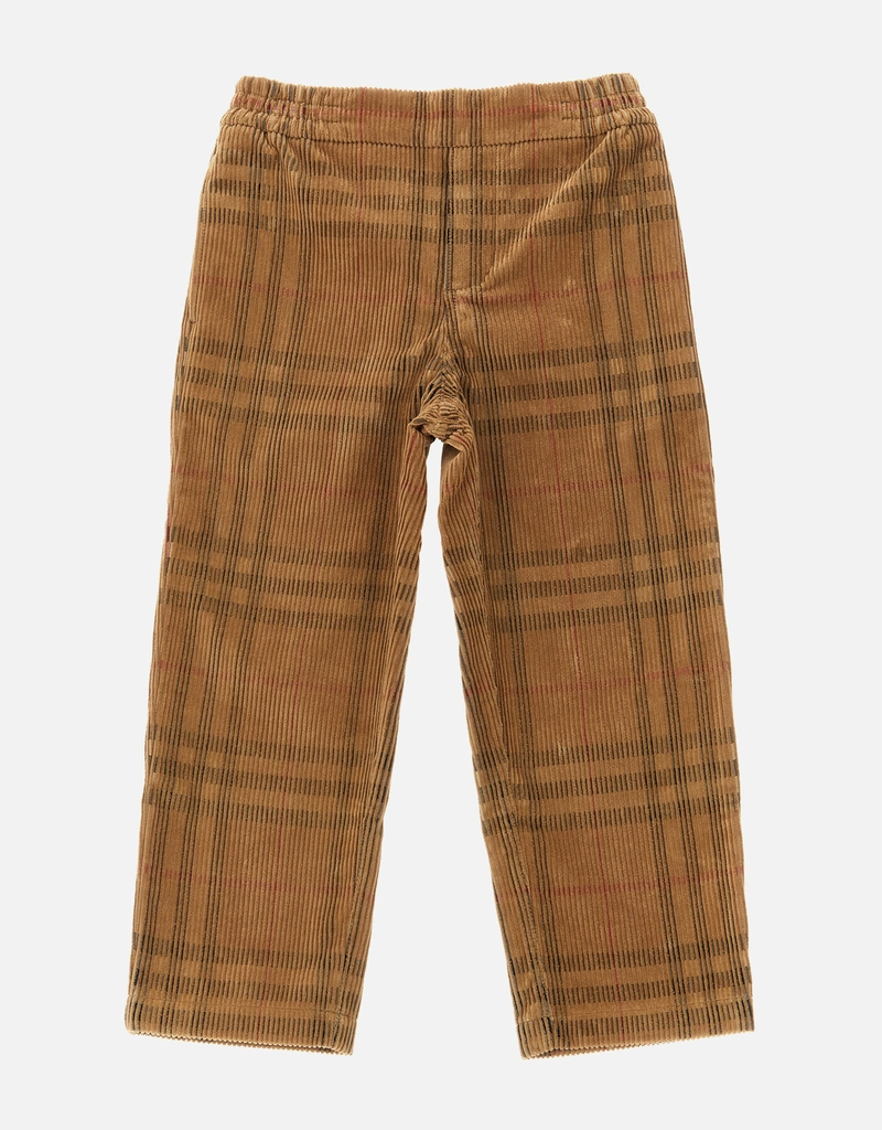 残1【新品】BURBERRY キッズ チェック柄 ワイドパンツ 12Y ブラウン