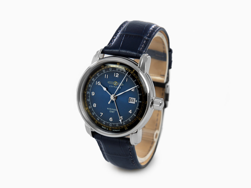 Zeppelin LZ 129 Hindenburg Automatic Watch, Blue, 42 mm, GMT 7668
