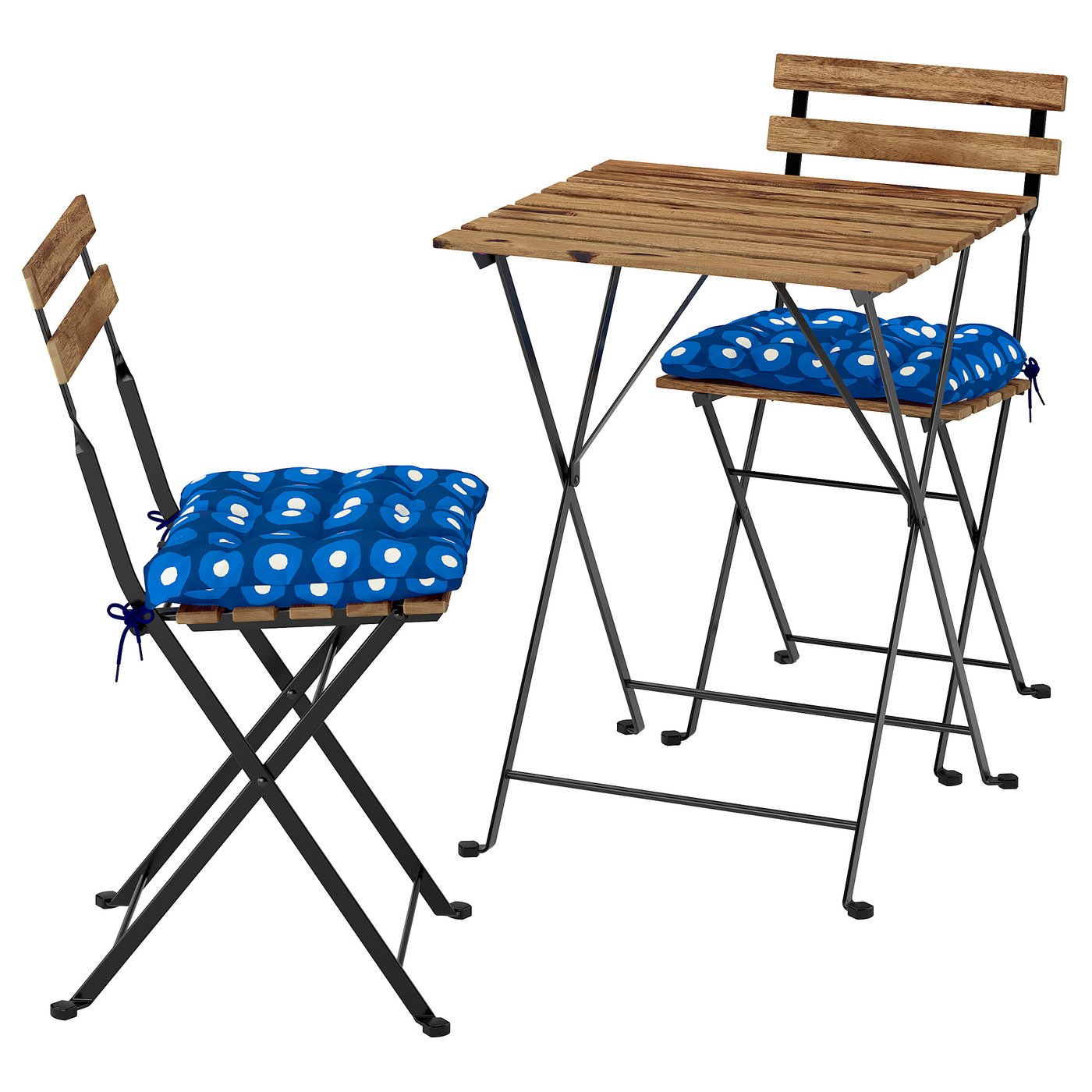 TÄRNÖ テルノー テーブル＆チェア2脚 屋外用, 折りたたみ式 ブラック