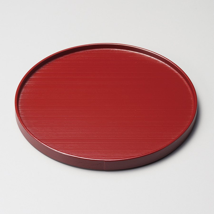 丸盆 7.0 線筋 古代朱/黒/溜 木製 12-11205/11206 漆器の井助