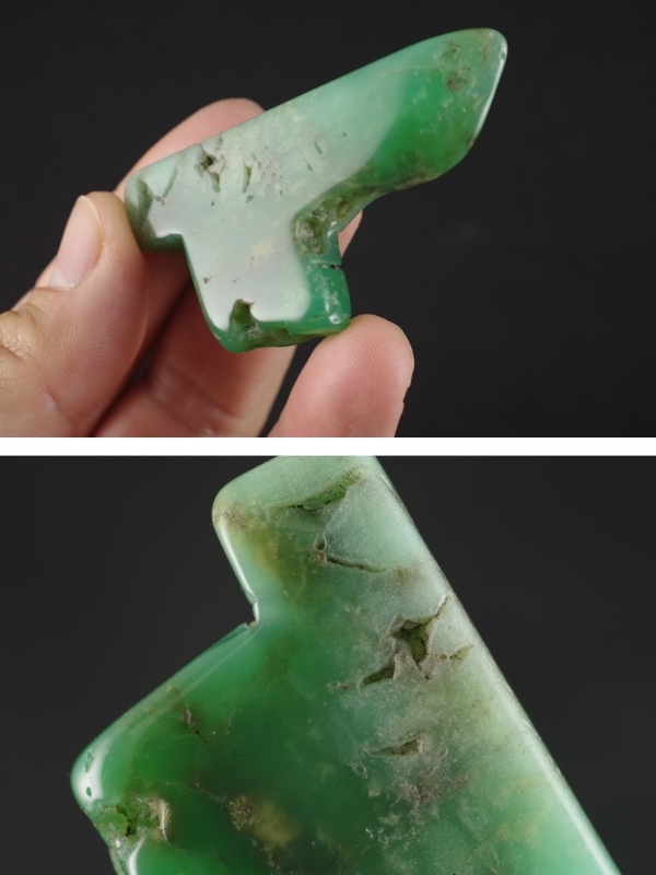 クリソプレーズ 原石磨き27．8g 天然石販売 名取貴石 天然石原石