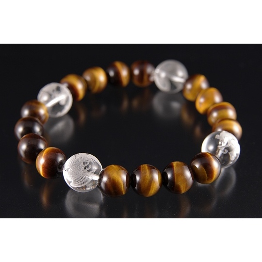 水晶四神入りタイガーアイ ゴムブレスレット 天然石アクセサリー販売