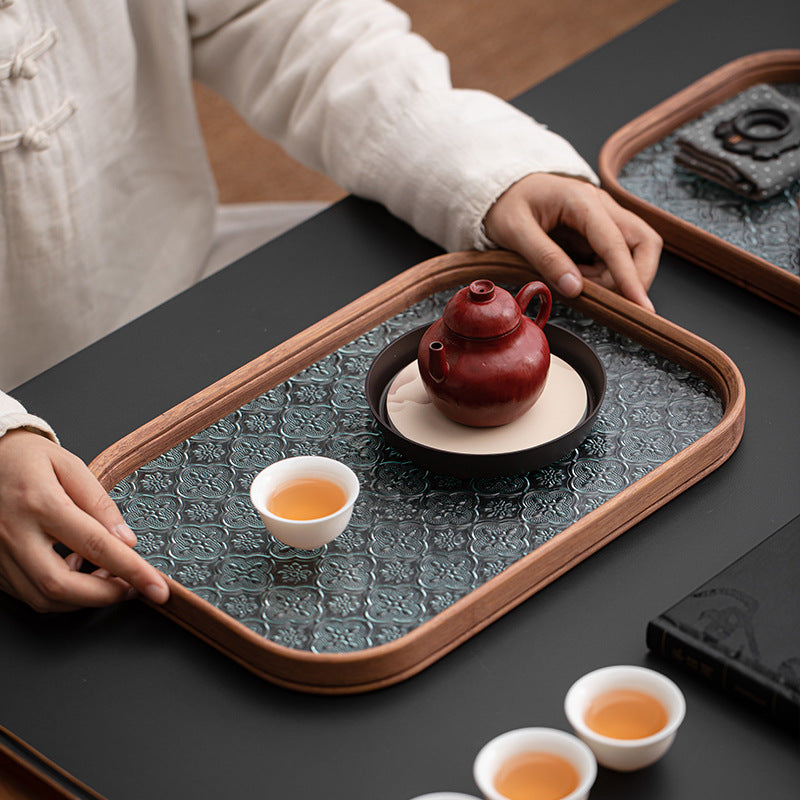 讃岐彫 お盆 讃岐盆 超美品 木製彫刻模様入り 正方形 お盆 トレー5