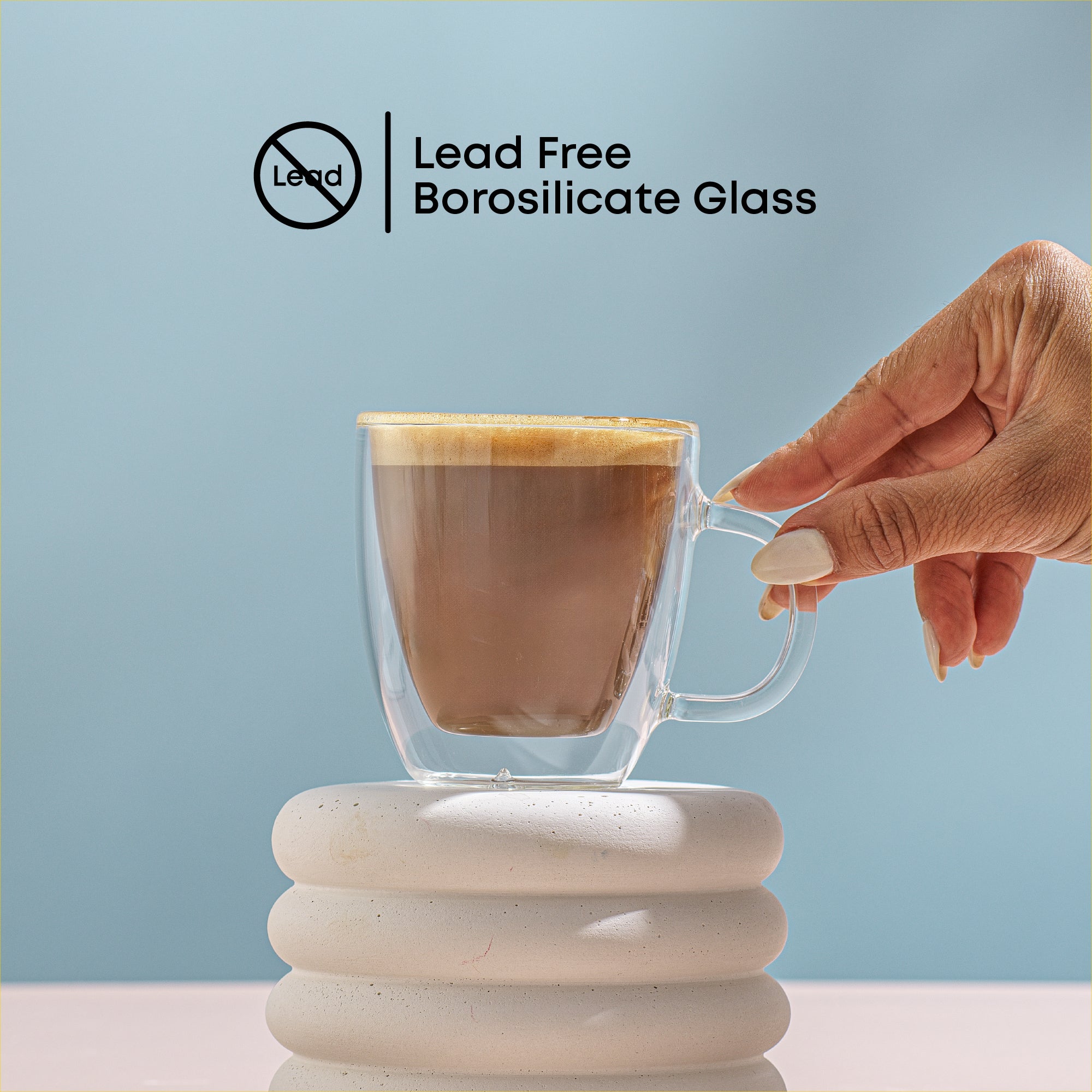 JoyJolt Savor Double Wall Insulated Glass Espresso Mugs - Set of 2