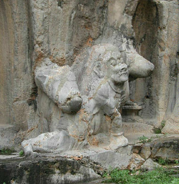 石仏 石像 龍門石窟盧舎那大仏仏像 家内 茶室 禅意 置物 工芸品 中国