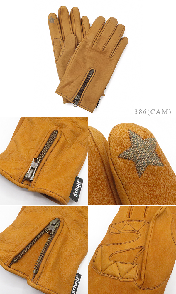 聖夜Schott スマホ対応ジップ レザー グローブ3109075-09 楽天市場