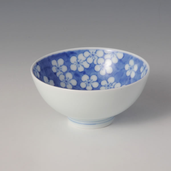 中国鉢青花染付梅図碗清朝期梅染付吹き付け吹墨丼