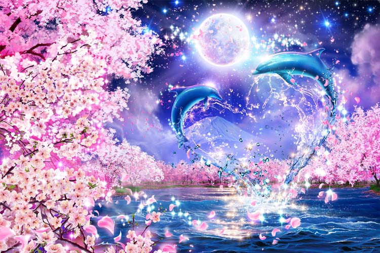 ラッセン 絵画「マジカルモーメント」イルカ ラッセン 絵画「マジカル