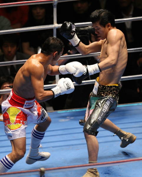 WBAフライ級世界戦・1回、王者デン…：プロボクシング 亀田3兄弟