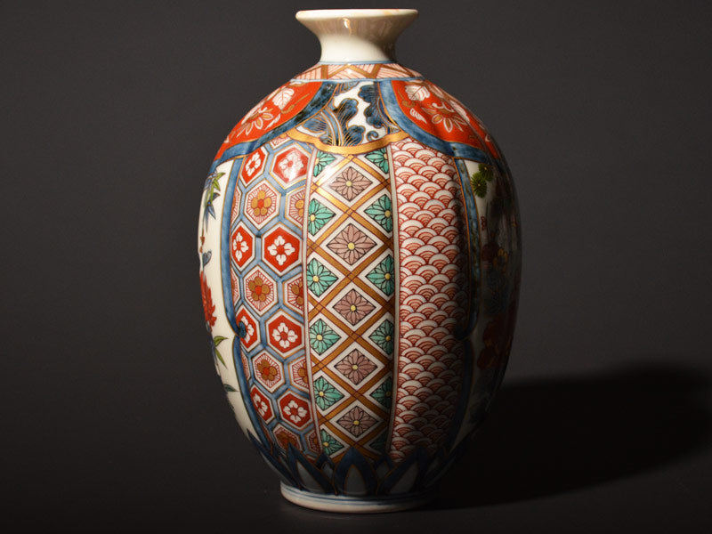 古伊万里 金蘭手様式大花瓶 花器 置物 古伊万里の花器K4/骨董/花柄