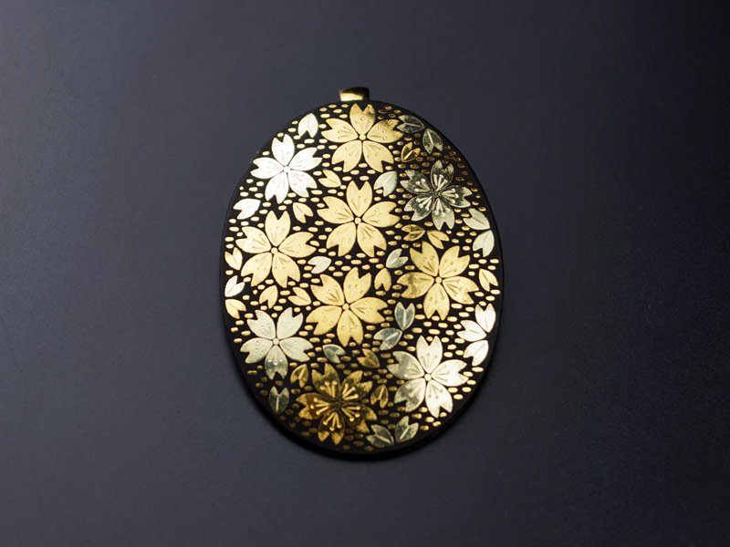 京の象嵌 ネックレス 純金使用 純金京象嵌】ネックレス 桜- JTOPIA