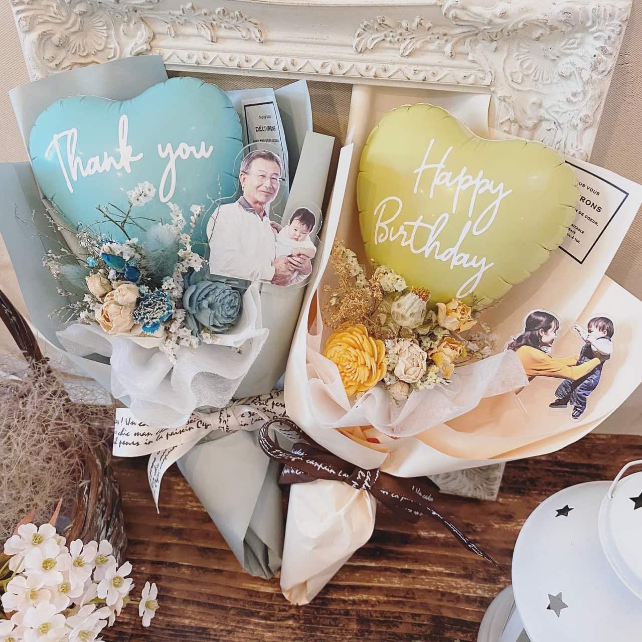 アクリルスタンド付きドライフラワーブーケ（Msize） | 熊本の花屋なら