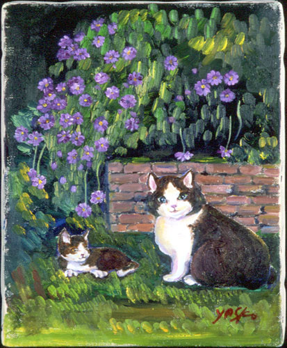 長嶺ヤスコ 猫の絵画 油彩画 フラメンコダンサー 直筆 オリジナル