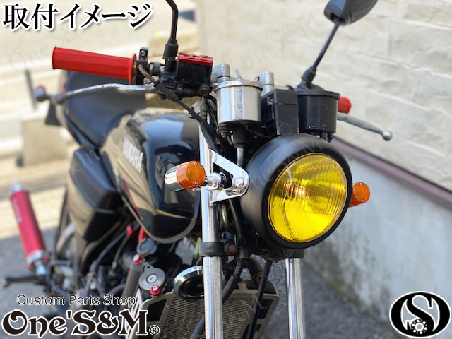 4ミニにオススメ 160π ガラス イエローレンズ マッドブラック 丸型