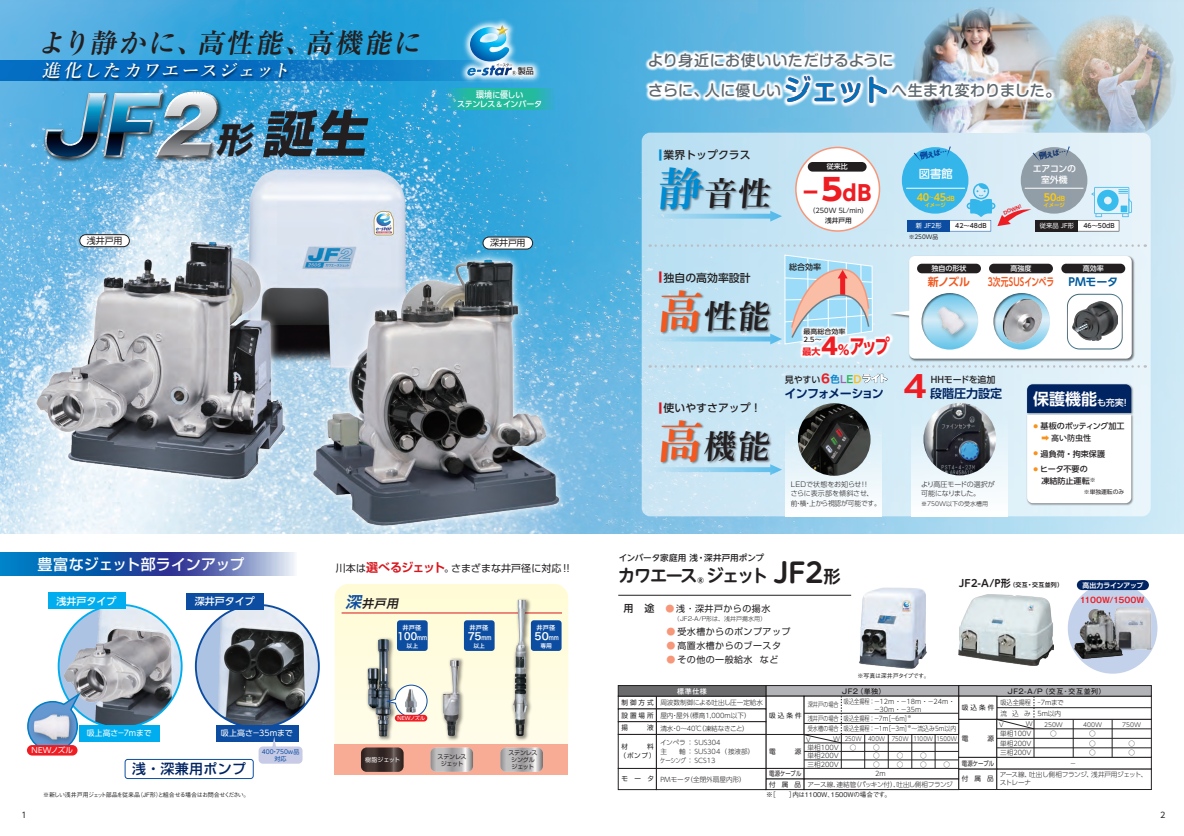 川本製作所】 JF2-400TH-P カワエース ジェット 浅井戸・深井戸用自動